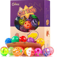 48pcs plástico Bell gato bola juguete de gato gatito Chase Juguete tamaño 1.6" ~ 1.8" 8 tipos varios colores - BESTMASCOTA.COM