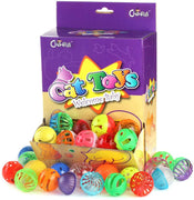 48pcs plástico Bell gato bola juguete de gato gatito Chase Juguete tamaño 1.6" ~ 1.8" 8 tipos varios colores - BESTMASCOTA.COM