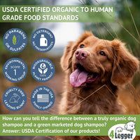 4Legger USDA - Champú orgánico certificado para perros, natural e hipoalergénico con aloe y limoncillo, calmante para piel normal, seca, irritante o alérgica, biodegradable, fabricado en Estados Unidos, 16 onzas - BESTMASCOTA.COM