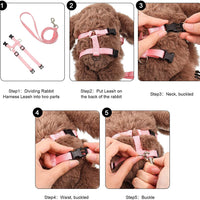 5 Pieces Adjustable Rabbit Harness Leash Bunny Harness Leash, Harness Leash for Pet Safety Walk Running Jogging, Pet Harness Leash for Bunny Cat Puppy Kitten Ferret and Other Small Pet Animals - BESTMASCOTA.COM