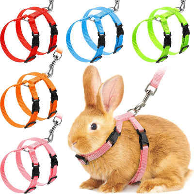 5 Pieces Adjustable Rabbit Harness Leash Bunny Harness Leash, Harness Leash for Pet Safety Walk Running Jogging, Pet Harness Leash for Bunny Cat Puppy Kitten Ferret and Other Small Pet Animals - BESTMASCOTA.COM