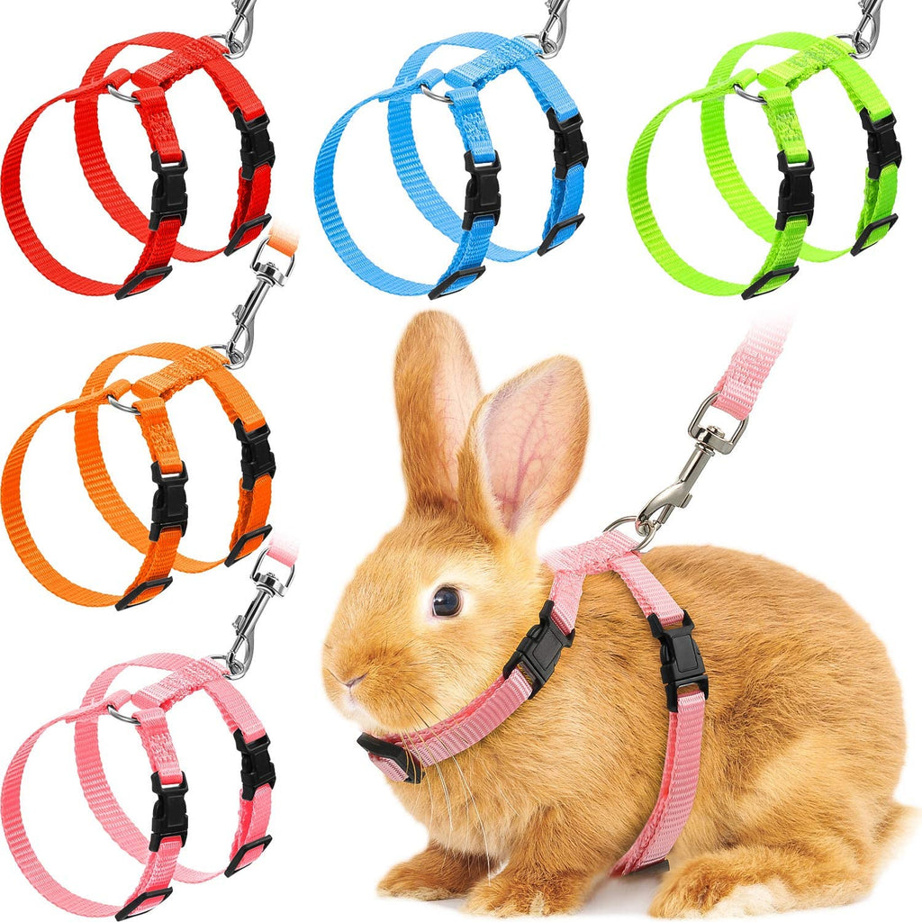 5 Pieces Adjustable Rabbit Harness Leash Bunny Harness Leash, Harness Leash for Pet Safety Walk Running Jogging, Pet Harness Leash for Bunny Cat Puppy Kitten Ferret and Other Small Pet Animals - BESTMASCOTA.COM