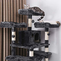 BEWISHOME MMJ03 - Hamaca grande para gatos con postes de sisal para arañar perchas, muebles de torre para gatos, centro de actividades para gatitos - BESTMASCOTA.COM