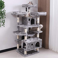 BEWISHOME MMJ03 - Hamaca grande para gatos con postes de sisal para arañar perchas, muebles de torre para gatos, centro de actividades para gatitos - BESTMASCOTA.COM