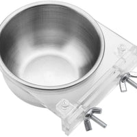 HEEPDD Stainless Steel Hanging Bowl Bird Food Feeding Dish Water Seed Feeder Bird Cage Accessories with Screw Attachment for Macaw African Greys Parakeet Cockatoo Cockatiel Conure Lovebird - BESTMASCOTA.COM