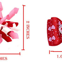 MaSue Pets - 20 lazos para el pelo de perro, 10 pares, para día de las valanetinas, lazos curvos románticos para perros, color rosa y rojo, lazos para perros con diamantes y amor - BESTMASCOTA.COM