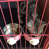 RUBYHOME Comedero para perros, cuenco de agua para mascotas, cuenco de plástico 2 en 1 y cuenco de acero inoxidable, cuenco extraíble para colgar gatos, conejos, pájaros, comida, cuenco perfecto para cajas y jaulas - BESTMASCOTA.COM