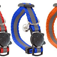 Collar para gato con campana y cinta reflectora, Juego de 3 o 6, Solido y Seguro, Nylon, colores mixtos, Collar para mascotas, Collar para gato, by Bemix Pets, Paquete de 3, Modelo 2 - BESTMASCOTA.COM