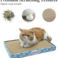 Vivaglory - Rascador de gatos reversible de cartón con caja, almohadilla rascadora para gatos, sofá corrugado para gatos, incluye hierba de gato - BESTMASCOTA.COM