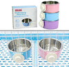 RUBYHOME Comedero para perros, cuenco de agua para mascotas, cuenco de plástico 2 en 1 y cuenco de acero inoxidable, cuenco extraíble para colgar gatos, conejos, pájaros, comida, cuenco perfecto para cajas y jaulas - BESTMASCOTA.COM