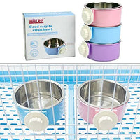 RUBYHOME Comedero para perros, cuenco de agua para mascotas, cuenco de plástico 2 en 1 y cuenco de acero inoxidable, cuenco extraíble para colgar gatos, conejos, pájaros, comida, cuenco perfecto para cajas y jaulas - BESTMASCOTA.COM