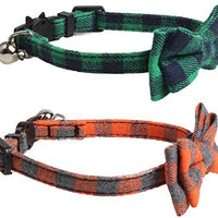 KUDES - Juego de 2 collares para gato con pajarita y campana para gatitos y algunos cachorros, ajustable de 7.8 a 10.5 pulgadas - BESTMASCOTA.COM