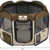 Zampa Portable Foldable Pet playpen Exercise Pen Kennel + Carrying Case for Larges Dogs Small Puppies/Cats | Indoor/Outdoor Use | Water Resistant - BESTMASCOTA.COM