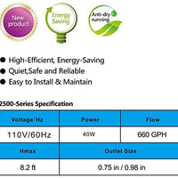 FreEESEA 160-1100 GPH Bomba de agua sumergible para estanques, acuarios, estanques, estanques, estanques, fuente de jardín, fuente de cascada, hidroponía, piscina con elevación máxima de 11.0 ft | Ultra silencioso con protección de apagado automático de s - BESTMASCOTA.COM