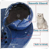 Jyipsonm - Fuente de agua de cerámica para gatos, automática, dispensador de agua eléctrico para perros, cuenco de agua ultrasilencioso para gatos y perros, color azul - BESTMASCOTA.COM