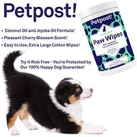 Petpost | Toallitas para patas para perros – Limpia y calma las patas de perro picante – 70 almohadillas de algodón ultra suaves y grandes en aceite de coco, aceite de jojoba y limpiador de aloe - BESTMASCOTA.COM