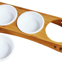 Petsoigné - Cuencos básicos para gatos con soporte de madera para mascotas con soporte de bambú elevado para gatos y cachorros - BESTMASCOTA.COM