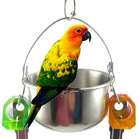 zaptex comederos loro contenedor de tazas de alimentos jaula de pájaros para colgar tazón de la comida columpio de juguete con alimentador de acero inoxidable - BESTMASCOTA.COM
