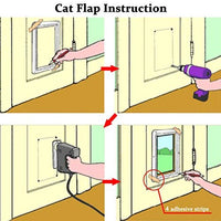 Hongyun - Solapa para puerta de gato, 4 vías, con bloqueo, impermeable, para puerta de gatos, perros pequeños, segura, fácil de instalar, exterior fácil - BESTMASCOTA.COM