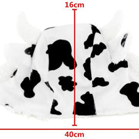 Negro y Blanco Pet Sombrero Para Gatos & Perros Pequeños Funny Pet de las Vacas locas cosplay costume con orejas de peluche - BESTMASCOTA.COM