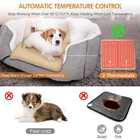 Almohadilla de calentamiento para mascotas OMORC, 12 V, con temporizador de 3 niveles y ajustes de temperatura y 2 cubiertas reemplazables, termostatos de apagado automático y tubo antimordedura, esterilla climatizada de 17 x 17 pulgadas para mascotas - BESTMASCOTA.COM