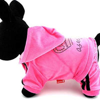 SMALLLEE_Lucky_STOE Pet Clothes Small Dog Cat Velvet Crown Jumpsuit Coat Hooide Pajamas Tracksuit - BESTMASCOTA.COM