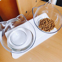 Cuenco elevado para gatos y perros pequeños, cuenco doble con cara de gato - BESTMASCOTA.COM