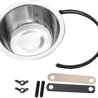 Kathson - Tazas de alimentación para pájaros con soporte de abrazadera, cuenco colgante para alimentos y agua de acero inoxidable, comedero para mascotas pequeñas como loros, periquitos, cachorros, gatos (2 unidades) - BESTMASCOTA.COM
