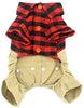 SMALLLEE_LUCKY_STORE Pet Clothes for Small Dog Cat Red Plaid Shirts Sweater with Khaki Overalls Pants Jumpsuit - BESTMASCOTA.COM