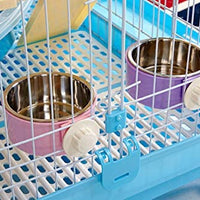 RUBYHOME Comedero para perros, cuenco de agua para mascotas, cuenco de plástico 2 en 1 y cuenco de acero inoxidable, cuenco extraíble para colgar gatos, conejos, pájaros, comida, cuenco perfecto para cajas y jaulas - BESTMASCOTA.COM