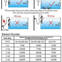 HITOP Calentador de tanque de peces, sumergible, ajustable, 100 W, 200 W, 300 W, 500 W, para tanque de peces (300 W) - BESTMASCOTA.COM