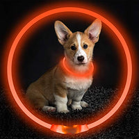 Collar de perro recargable por USB, LED, brilla en la oscuridad, collar para mascotas, resistente al agua, cortable, de TPU, para perros pequeños, medianos y grandes - BESTMASCOTA.COM