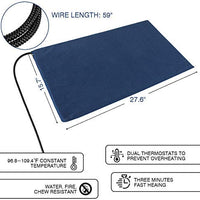 Amzdest - Almohadilla de calefacción eléctrica para perros y gatos con cable de acero resistente a masticar y cubierta lavable, almohadilla de cama para mascotas con 2 controles constantes automáticos - BESTMASCOTA.COM