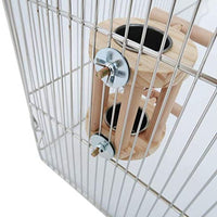 Soporte de madera para pájaros con doble alimentación, tazas de acero inoxidable, jaula para pájaros, comederos, cuencos para loro, guacamayo, periquitos, periquitos, cacatúas, pájaros, pinzones, palomas. - BESTMASCOTA.COM