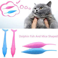 VSTON Cepillo de dientes de silicona para gatos, cepillo de dientes para masticar, juguete dental interactivo para ratones de pescado, cepillo de dientes con juguetes de gato, palo de silicona molar para gatitos, resistente a mordeduras - BESTMASCOTA.COM