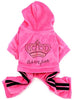 SMALLLEE_Lucky_STOE Pet Clothes Small Dog Cat Velvet Crown Jumpsuit Coat Hooide Pajamas Tracksuit - BESTMASCOTA.COM