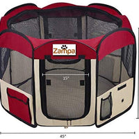 Zampa Portable Foldable Pet playpen Exercise Pen Kennel + Carrying Case for Larges Dogs Small Puppies/Cats | Indoor/Outdoor Use | Water Resistant - BESTMASCOTA.COM