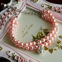 PetFavorites - Collar de perlas de 2 filas de diamantes de imitación para mascotas, gatos - BESTMASCOTA.COM