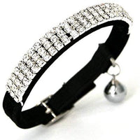 Collar ajustable seguro para gatos CHUKCHI de terciopelo suave Adorno ostentoso de diamante con campanas de 11 pulgadas para perros pequeños y gatos - BESTMASCOTA.COM