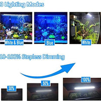 MingDak - Luz LED sumergible para acuario, luz de tanque de peces con temporizador de encendido/apagado automático, barra de luz LED blanca y azul para pecera, 3 modos de luz regulable - BESTMASCOTA.COM