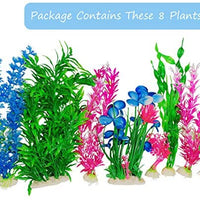 Otterly Pets Plantas de plástico para decoración de peceras grandes artificiales, decoración de acuario y accesorios, paquete de 8 - BESTMASCOTA.COM