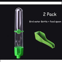 Yu-Xiang - Juego de 2 botellas de agua para pájaros con cuchara, pequeños alimentos para animales y cuencos colgantes para jaula de Mynah Parrot (2.2 fl oz) - BESTMASCOTA.COM