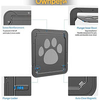 OWNPETS Puerta de pantalla para mascotas, pantalla magnética con cierre automático, puerta negra para puerta pequeña de perro y gato S: 8.0 x 10.0 x 0.3 in/L: 12.0 x 14.0 x 0.4 in - BESTMASCOTA.COM