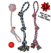 Juguete de cuerda para perros XL para gafas de huéspedes – pelota grande para perros grandes y medianos – Beneficios no resistentes al rescate de perros – Gran cuerda de poliéster para perros con salud dental – 100% algodón de cuerda de juguete para perro - BESTMASCOTA.COM