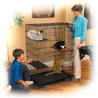 Midwest - Jaula para gatos con 3 estantes ajustables y 1 estante para cama de gato y ruedas de rueda. Ideal para 1 – 2 gatos. Medidas de la jaula de 14.2 x 9.3 x 19.9 in. - BESTMASCOTA.COM