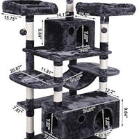 BEWISHOME MMJ03 - Hamaca grande para gatos con postes de sisal para arañar perchas, muebles de torre para gatos, centro de actividades para gatitos - BESTMASCOTA.COM