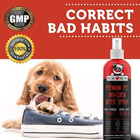 Spray antimasticable para adiestramiento de perros: no masticar amargo y disuasorio de mascotas para perros y gatos – Corrección de comportamiento para dejar de masticar y lamer – seguro para muebles, patas y vendajes – 8 oz - BESTMASCOTA.COM