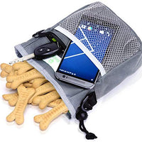 Bolso para pasear con tu mascota con dispensador de bolsas para recoger sus cacas, espacio para sus golosinas y tus llaves y móvil, lo puedes llevar de 3 maneras diferentes, color gris - BESTMASCOTA.COM