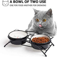 Y YHY cuencos elevados de cerámica para gatos, cuencos de agua o comida para gatos, platos dobles con soporte de metal, diseño de orejas de gato, 12 onzas - BESTMASCOTA.COM