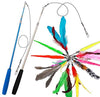 Juguete para gatos con plumas de JIARON, 2 piezas retráctiles de juguete para gatos y 10 piezas de repuesto con relleno de campana, temporizador interactivo y divertido ejercicio para gatos o gatos. - BESTMASCOTA.COM